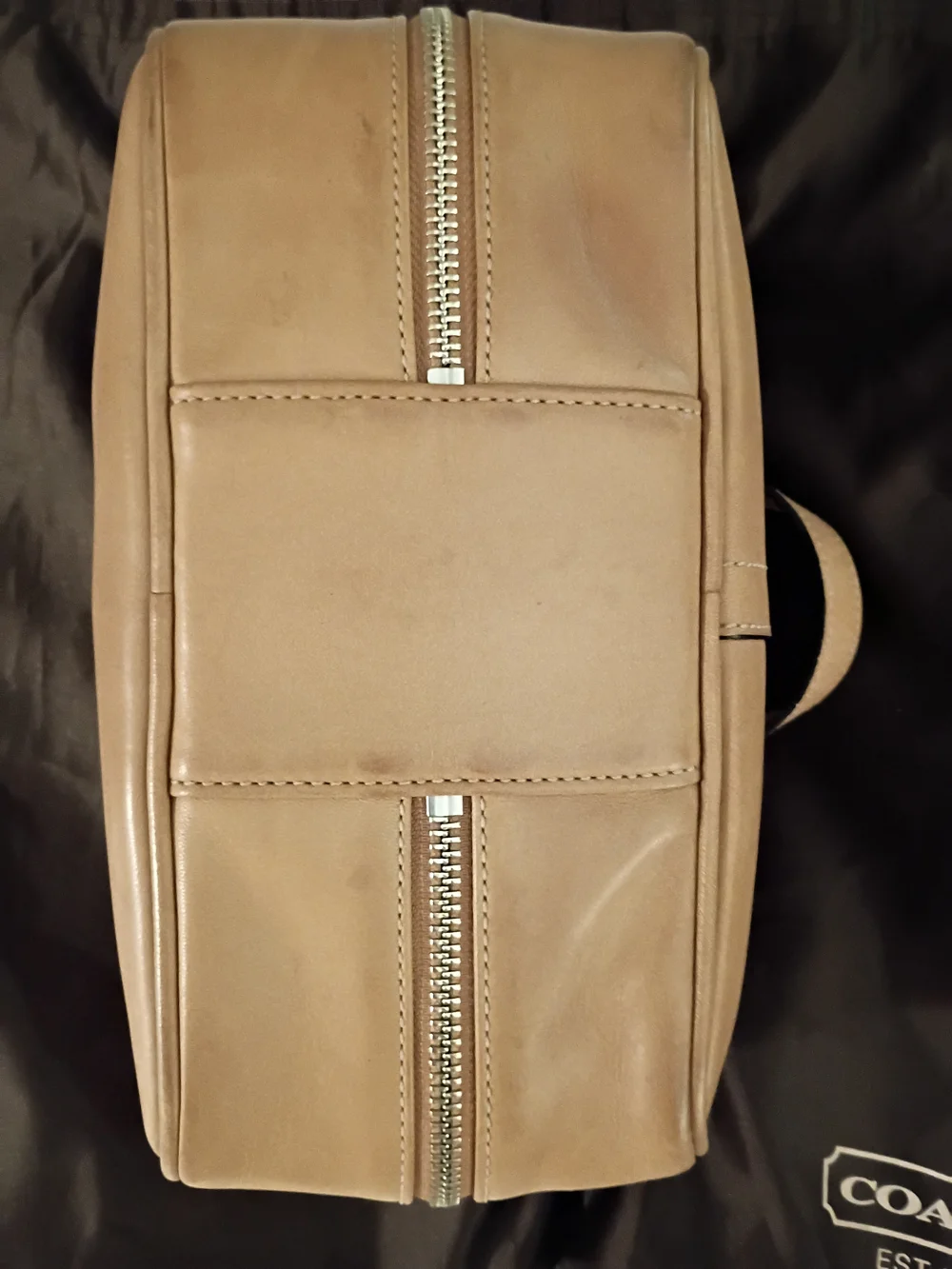 COACH Leather Cosmetic Case/Bag in Camel